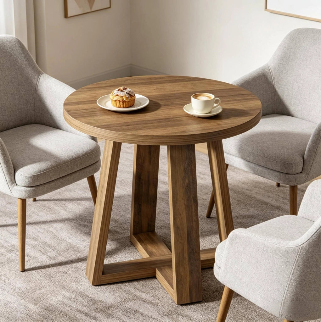 Tavolo rotondo da riunione ? 80 cm in MDF marrone