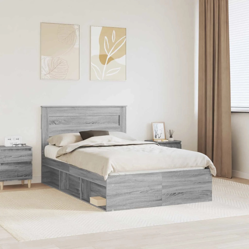 Struttura del letto Grigio Sonoma 120 x 200 cm Pino massello 3409788