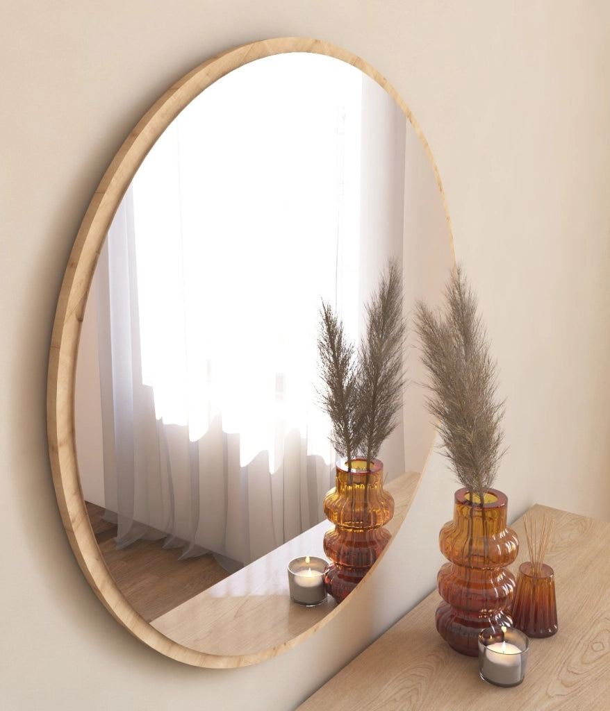 Specchio in legno "Ozze" - 60 x 60 cm - Beige