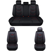 Cuscino Auto Universale - Copertura Cuscino Auto - Set Completo Auto - Cuscino Copertura in Pelle PU - Nero-Rosso - 1 Pezzo - Set Completo Auto