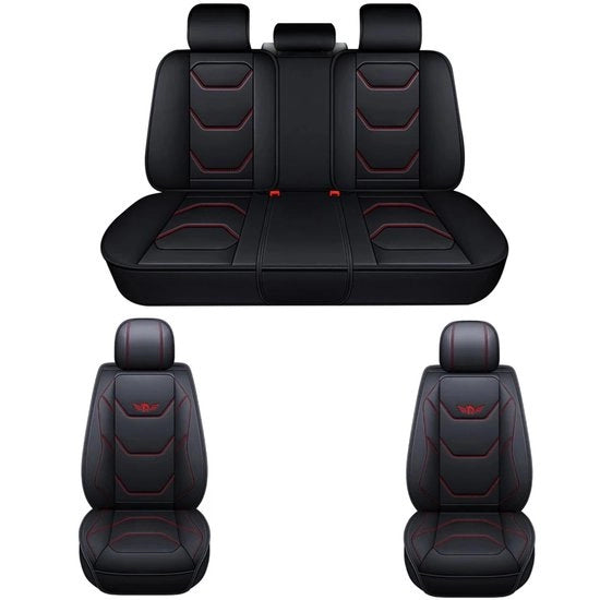 Cuscino Auto Universale - Copertura Cuscino Auto - Set Completo Auto - Cuscino Copertura in Pelle PU - Nero-Rosso - 1 Pezzo - Set Completo Auto