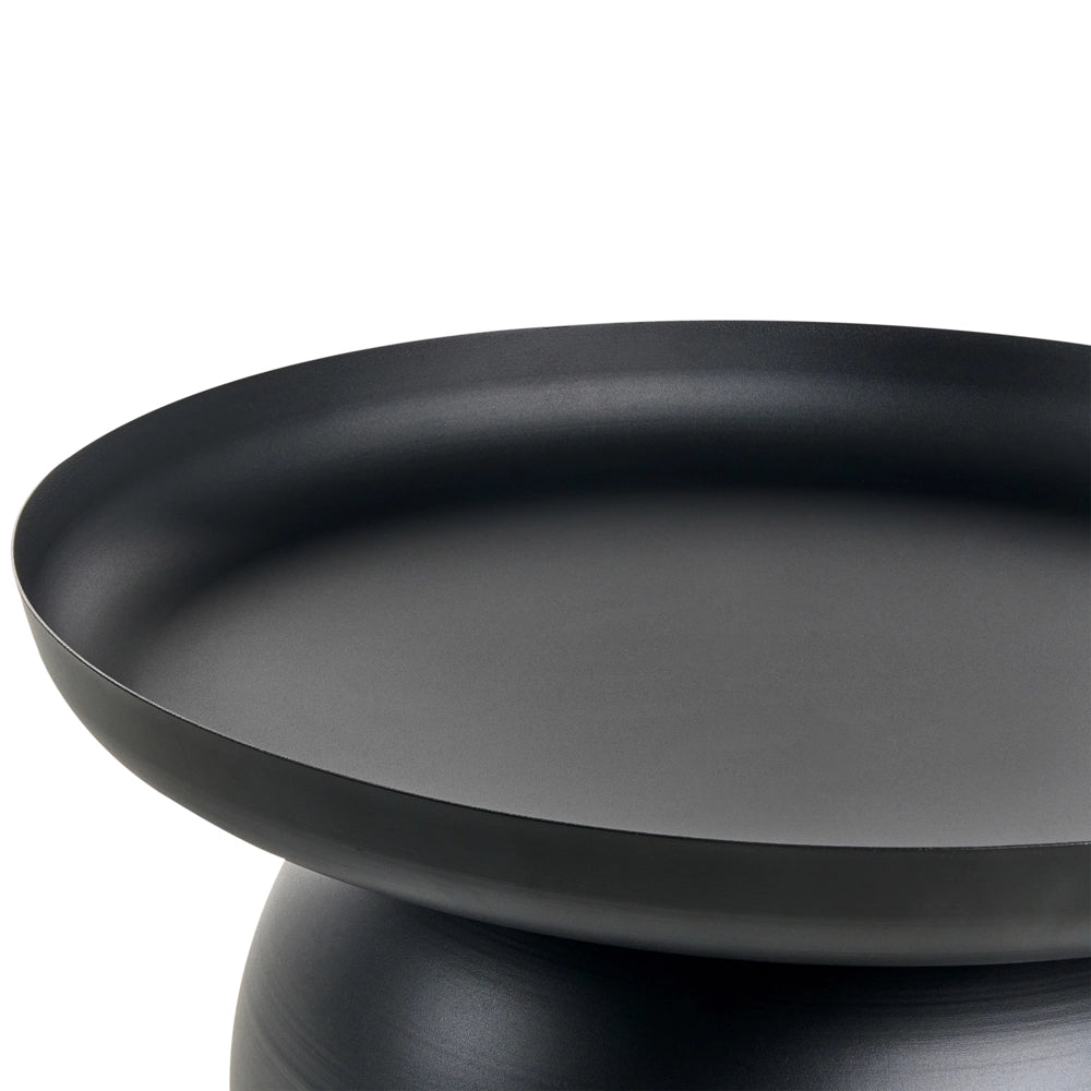 Tavolino da salotto in metallo rotondo nero soggiorno elegante