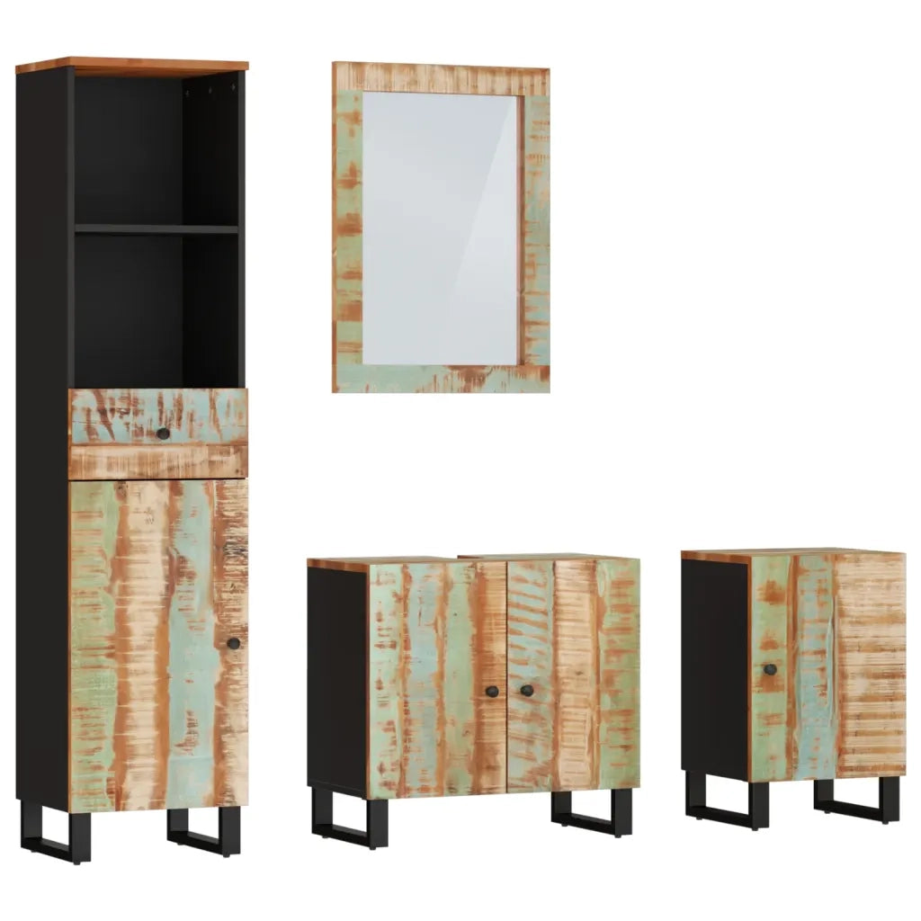 vidaXL Set Mobili da Bagno 4 pz in Legno Massello di Recupero