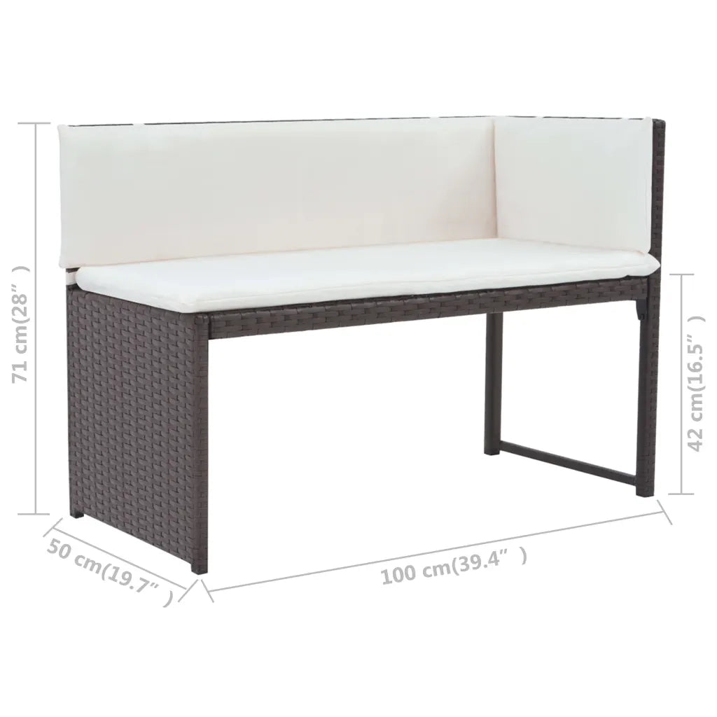 Set da Giardino 5 pz Pieghevole in Acciaio e Polyrattan Marrone cod mxl 36158