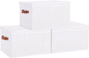 Scatole di stoccaggio in tessuto pieghevole con coperchio - grigio chiaro - bianco - abbigliamento e libretti - 33 x 23 x 18 cm