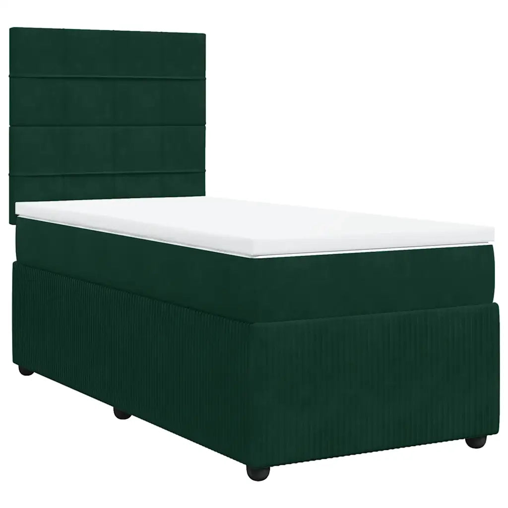 Giroletto a Molle con Materasso Verde Scuro 100x200 cm Velluto