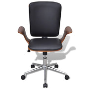 Sedia girevole da ufficio in legno curvato con rivestimento in similpelle 0502045