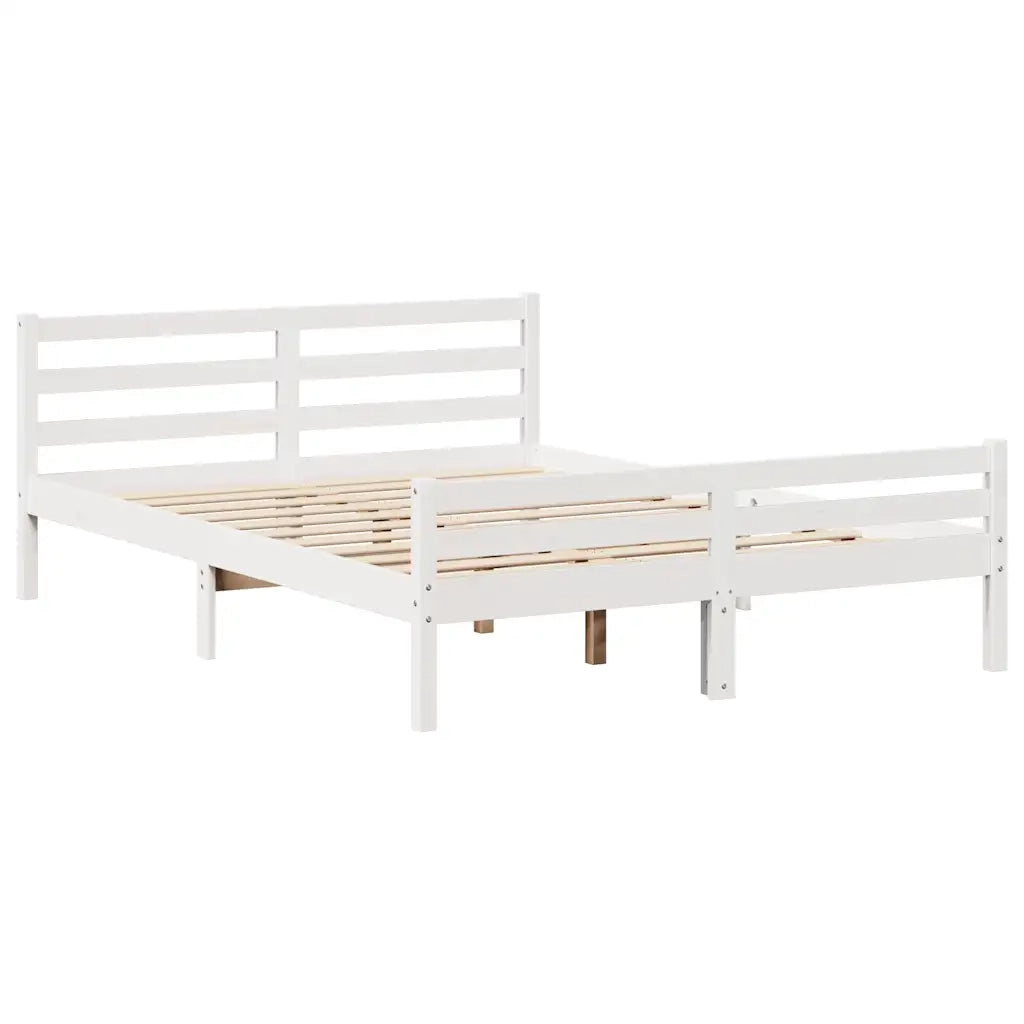 Letto matrimoniale | Letto per adulti | Letto Libreria senza Materasso Bianco 150x200 cm Legno di Pino
