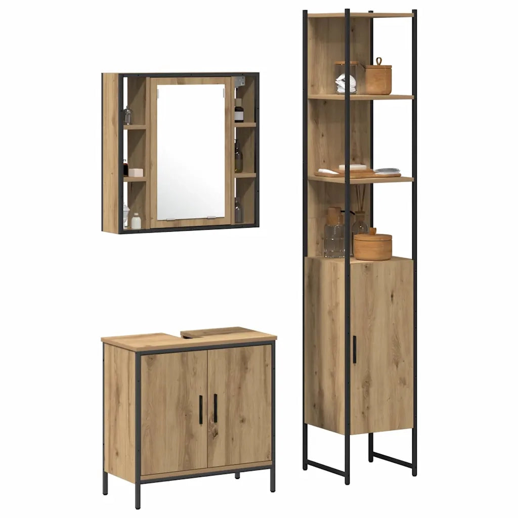 Unità da Bagno con lo scaffale 3 pcs Marrone Legno multistrato 3334384