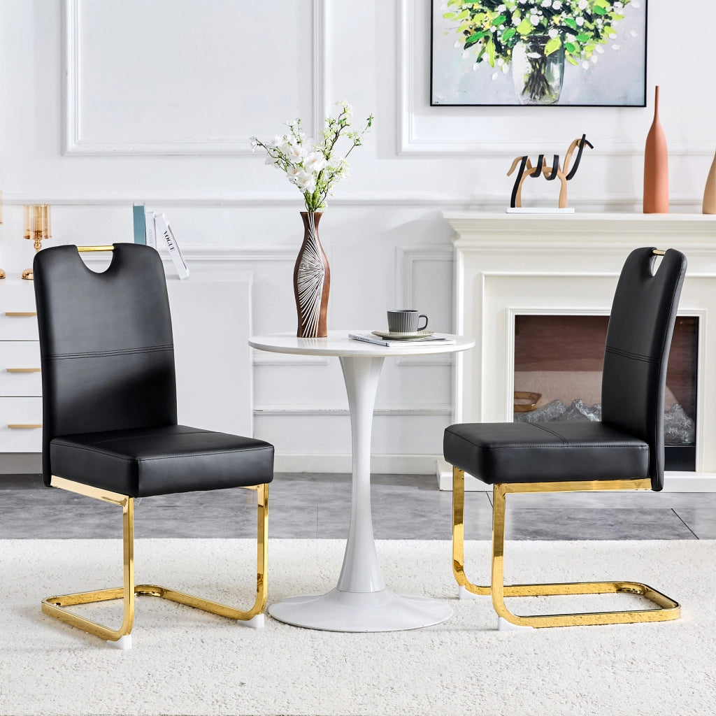 Sedia da Pranzo con Schienale Ergonomico e Piedini Antiscivolo, in PU, Nero
