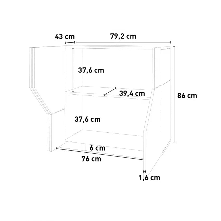 Credenza Alien Report – Legno di Pero/Ardesia, 79,2x43x86 cm, Made in Italy