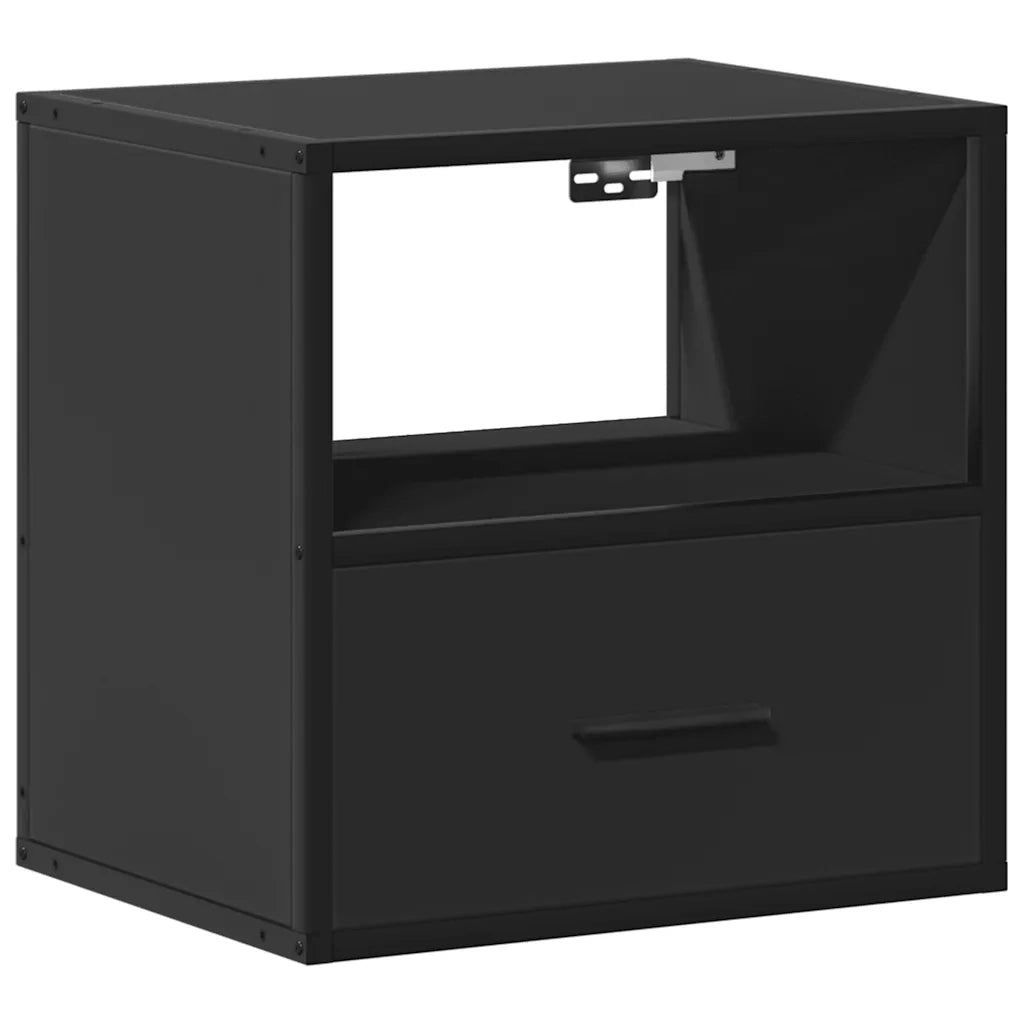 Set di 2 Comodini | Armadio da Notte | Mobiletto da notte a Muro Nero 40x31x39,5 cm