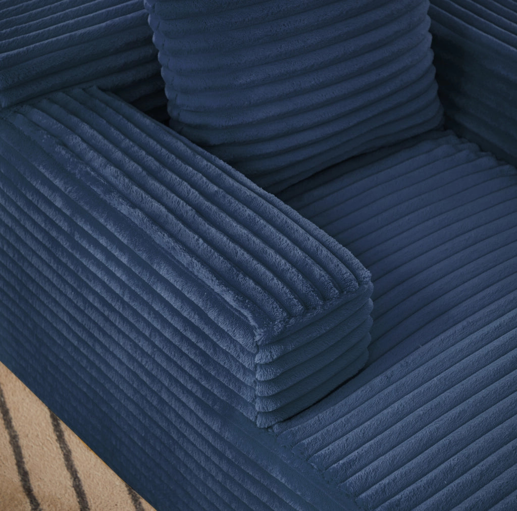 Chaise longue in velluto a coste blu senza montaggio