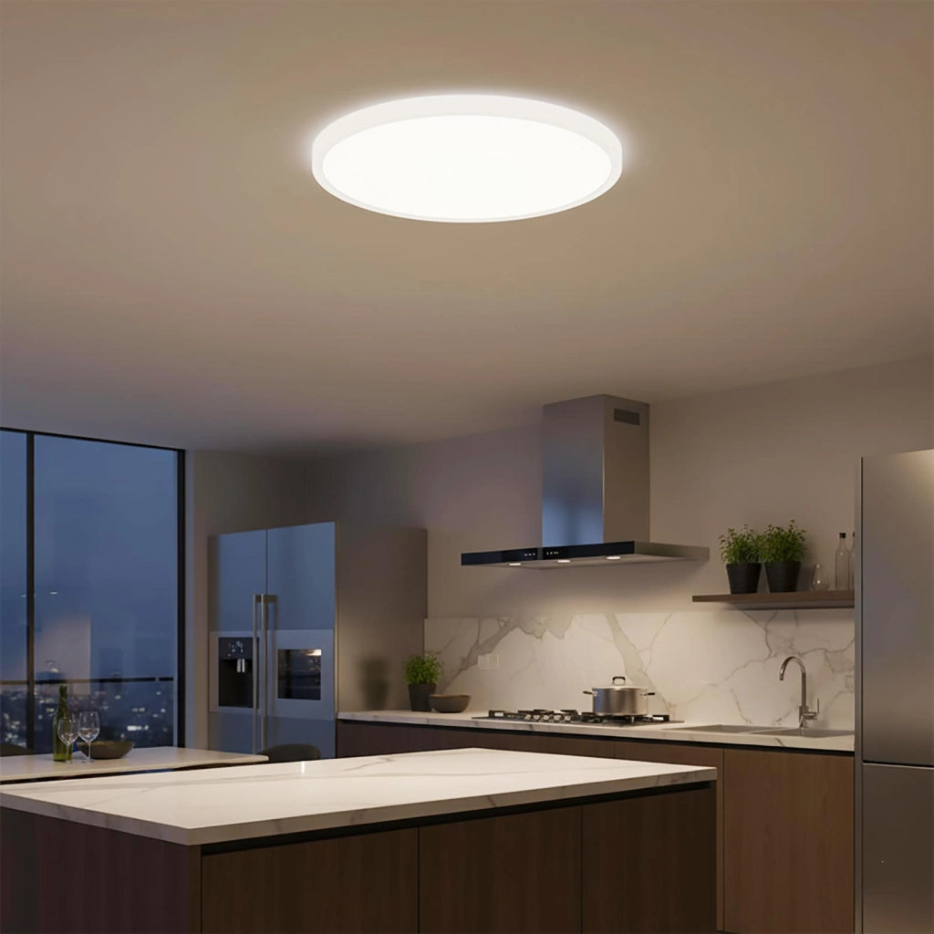 Plafoniera Design Slim LED 36W CCT IP40 Lampada Moderna Soffitto Luce Bagno Cucina Soggiorno Ufficio 48cm colore BIANCO