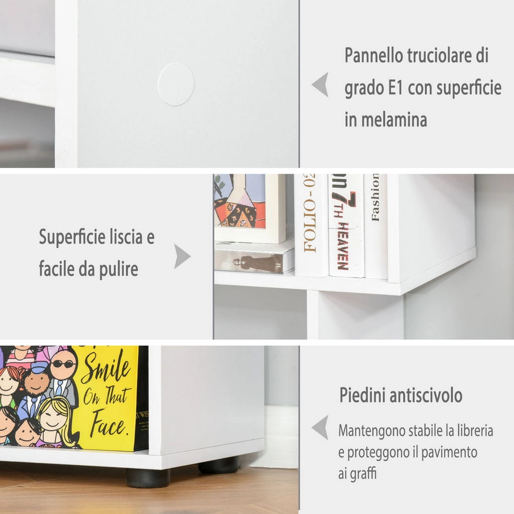 LIBRERIA MODERNA A 8 RIPIANI IN LEGNO TRUCIOLARE 70X24X178 CM BIANCO