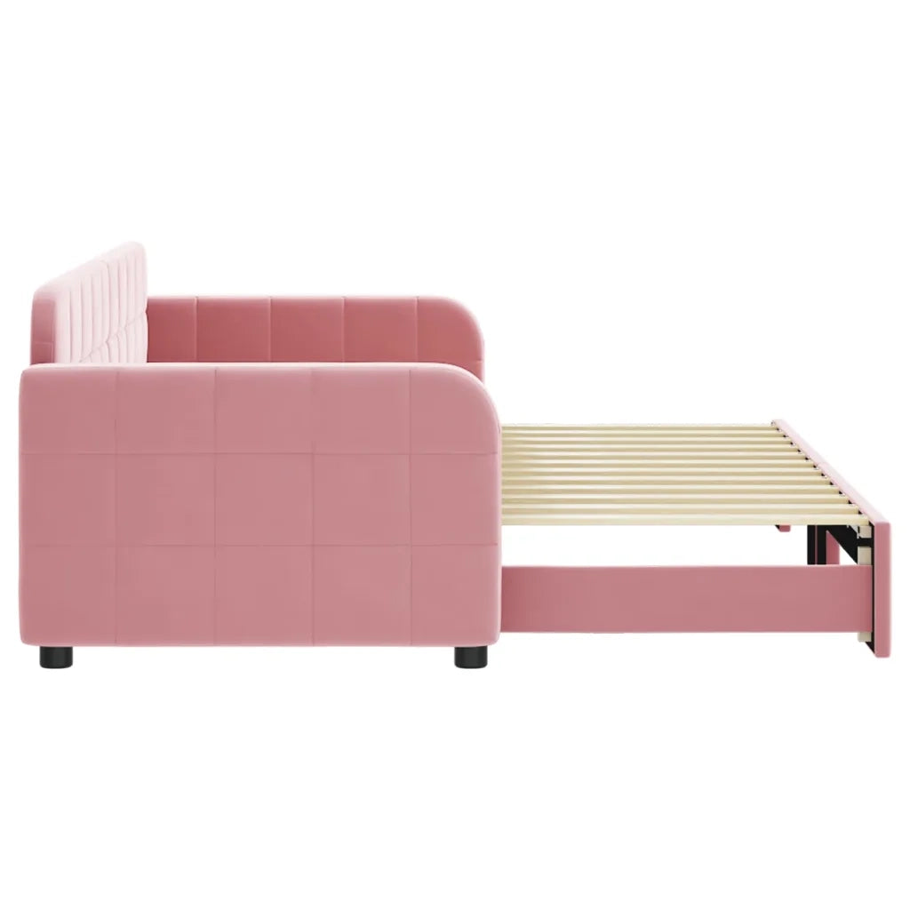 Divano Letto con Letto Estraibile Rosa 80x200 cm in Velluto