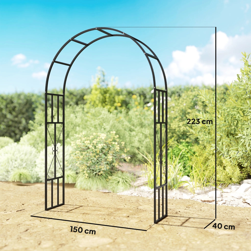 Arco da giardino in acciaio per piante rampicanti ¨C zephmum ¨C 150x40x223 cm nero
