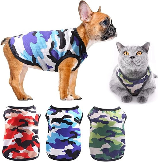 T-shirt per cani 100% cotone - camicie da camuffamento per cani - giacche da cani in mesh estivo respirante - abbigliamento da spiaggia per cuccioli - piccoli cani