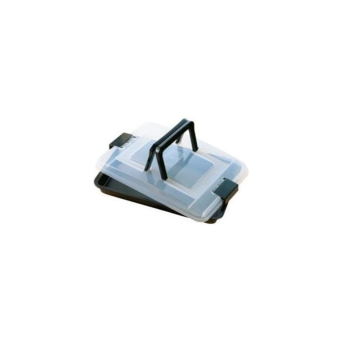 Kaiser 2300750002 Stampo da Forno Rettangolare in Alluminio Pressofuso con Coperchio per Trasporto e Manici Antiscivolo colore Nero