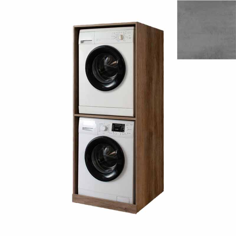 Mobile Lavanderia a Colonna per Lavatrice e Asciugatrice Senza Ante 70x70x174A cm in Nobilitato Unika Grigio Cemento
