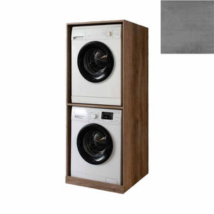 Mobile Lavanderia a Colonna per Lavatrice e Asciugatrice Senza Ante 70x70x174A cm in Nobilitato Unika Grigio Cemento