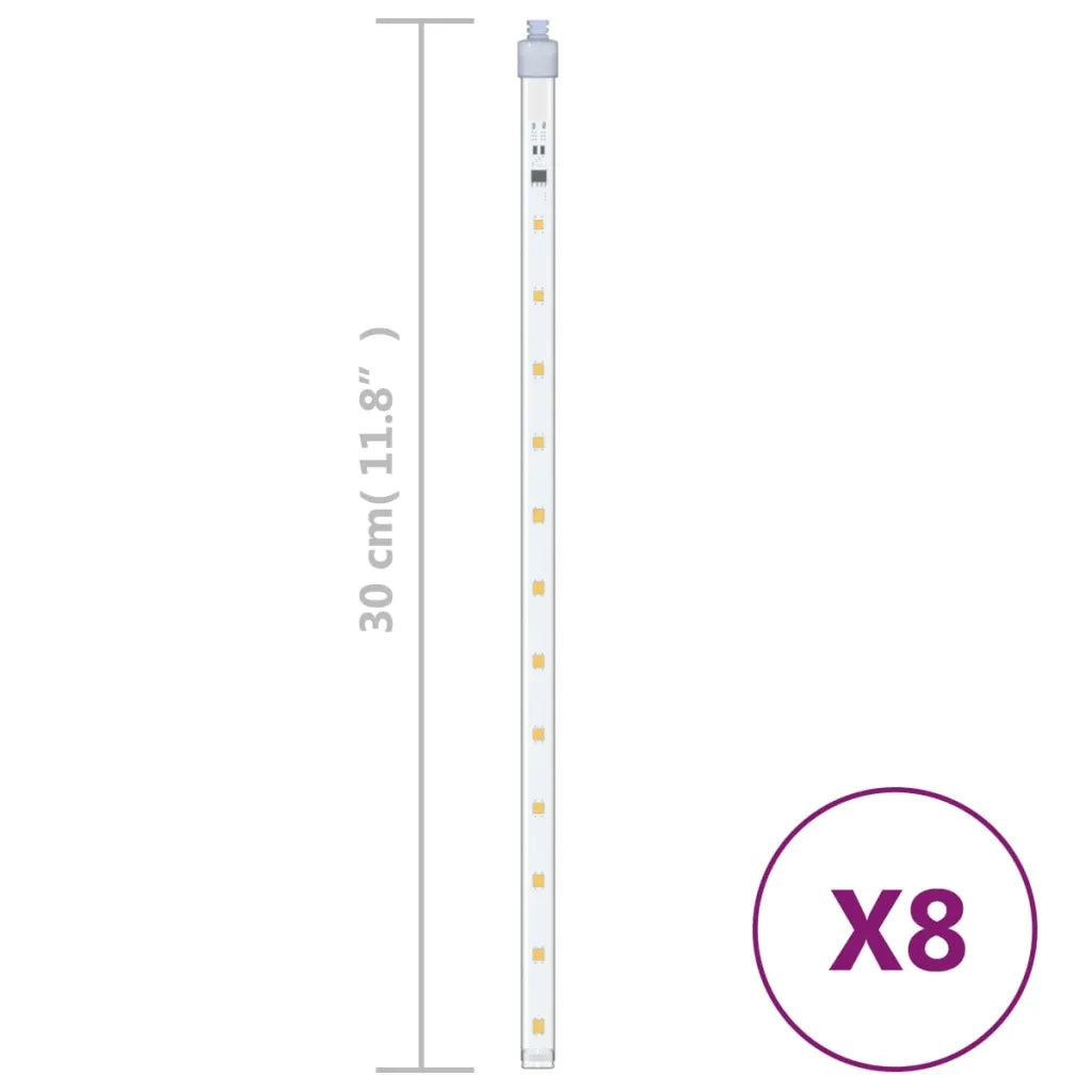 Luci Meteoriche 8 pz 30cm Bianco Caldo 192 LED Interni Esterni cod mxl 41042