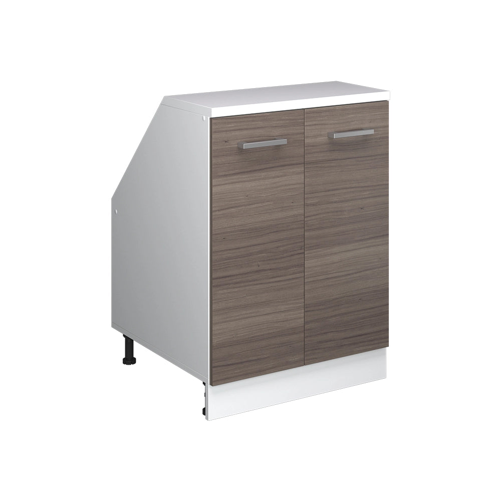 Mobile cucina sottotetto R-Line Grigio nobile/Bianco 60 cm con 2 porte, carcassa 60 cm profondità Vicco