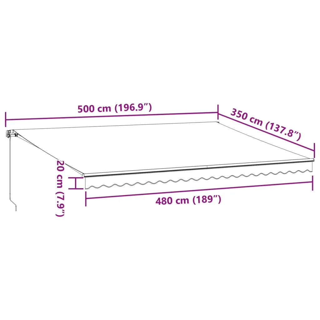 Tenda Retrattile Manuale con LED Antracite e Bianco 500x350 cm 3215801