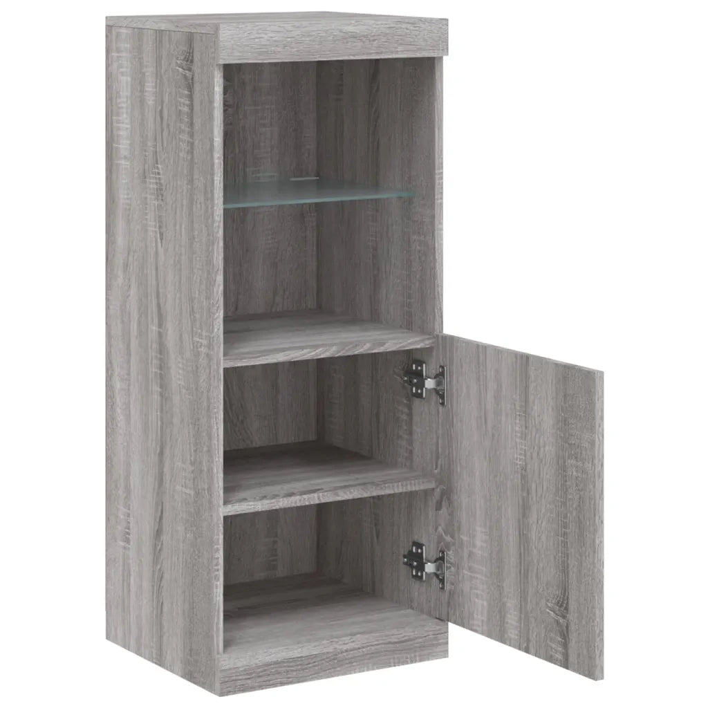 Credenza con Luci LED-Buffet-Armadio da cucina Grigio Sonoma 41x37x100 cm 765000