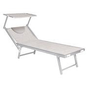 Lettino Spiaggia Con Parasole E Poggiatesta 'Budelli' Singolo - Cm. 188 X 67 X H.38