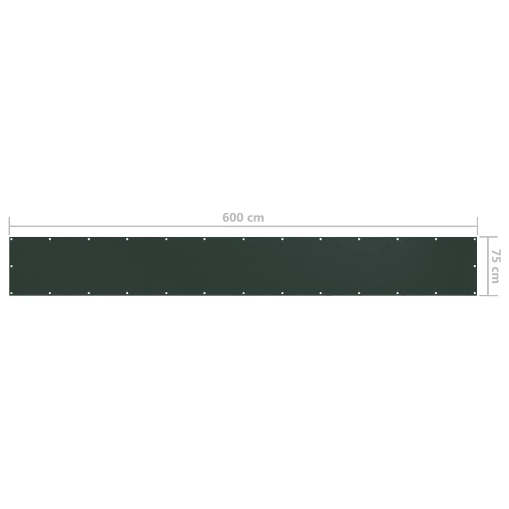 Paravento per balcone frangivista 75 x 600 cm tessuto Oxford verde scuro 02_0010444