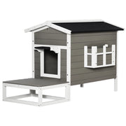 Casetta per gatti esterno in legno con terrazza ¨C zephmum ¨C 115x66.5x74.7 cm grigio