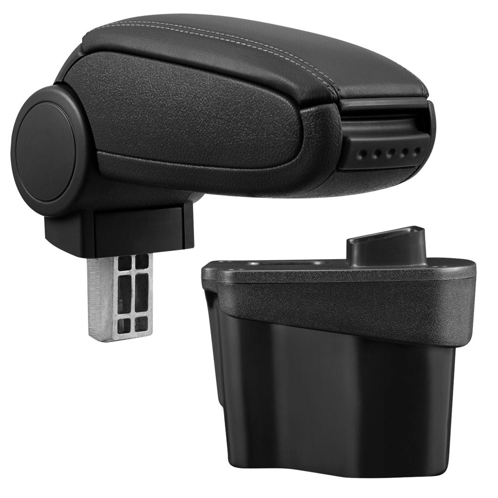 Bracciolo centrale per Kia Rio 3a generazione tipo UB con scomparto imbottito pelle sintetica nera con cuciture nere 03 0000506