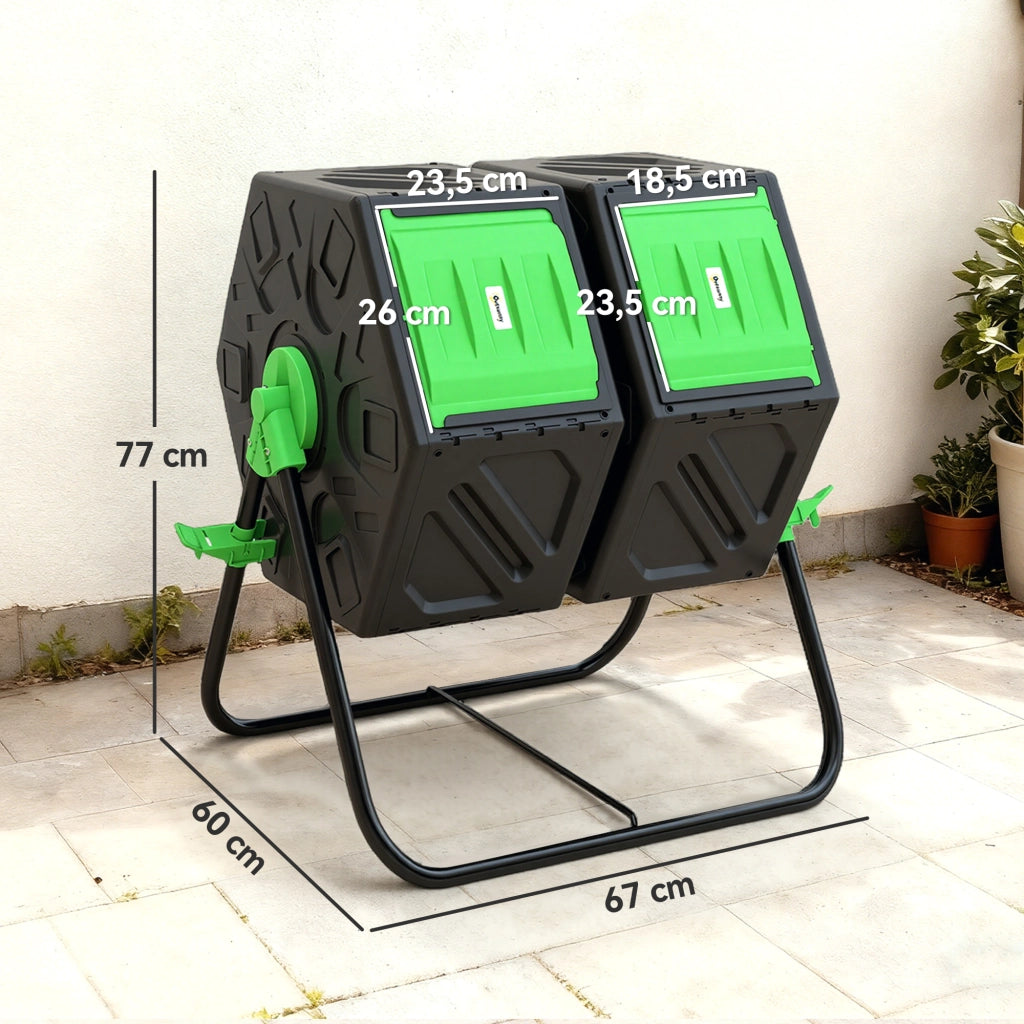 Compostiera da Giardino 130 Litri ¨C zephmum ¨C Plastica 67x60x77cm