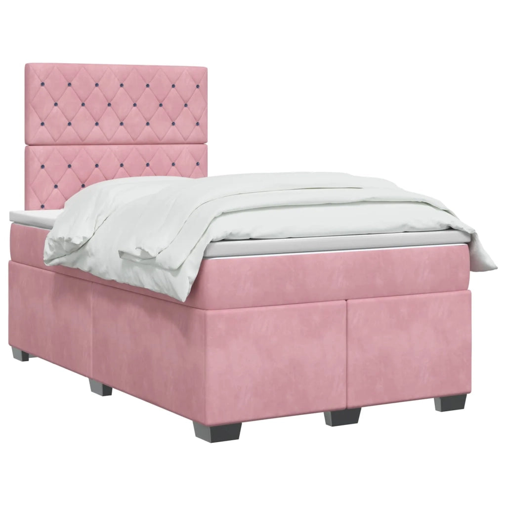 Letto box spring con materasso Rosa 120 x 200 cm Velluto 3453619