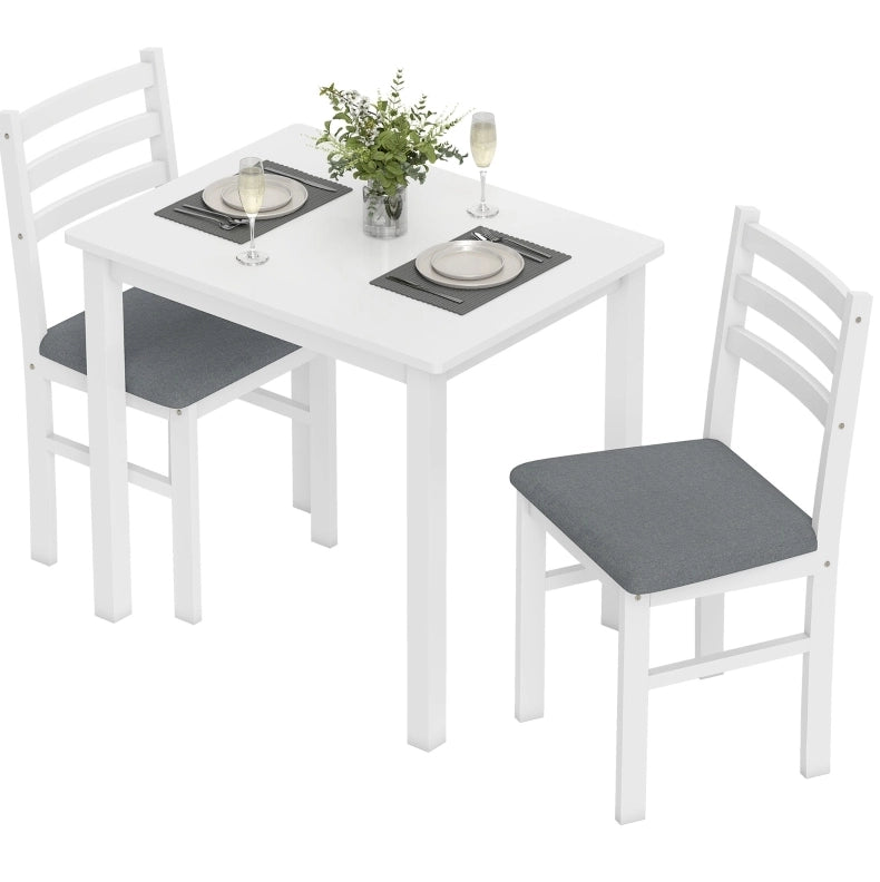 Set tavolo da pranzo bianco con 2 sedie imbottite