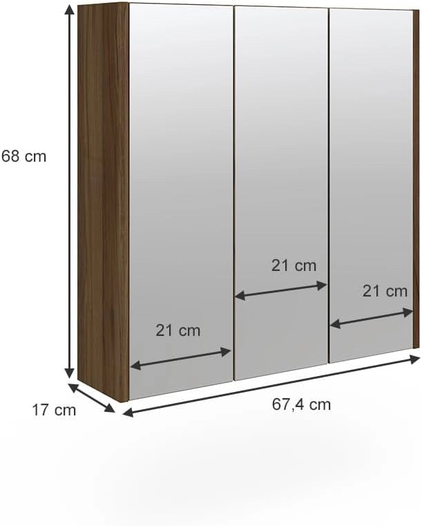 Specchio contenitore bagno Majest, Noce, 67.4 x 68 cm, adatto per montaggio a parete e combinabile con la serie Majest