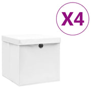 Contenitori con Coperchio 4 pz 28x28x28 cm Bianco cod mxl 52751