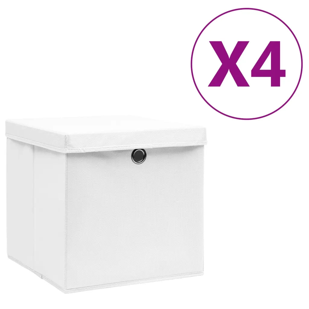 Contenitori con Coperchio 4 pz 28x28x28 cm Bianco cod mxl 52751