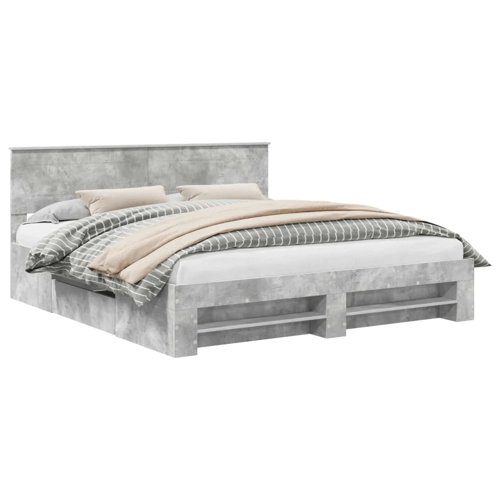 Struttura del letto con testiera Grigio cemento 200 x 200 cm