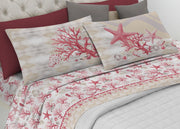 Completo Lenzuola Letto Pensieri Delicati 100% Cotone Dis. Marina New - Piazza E Mezza - Rosso