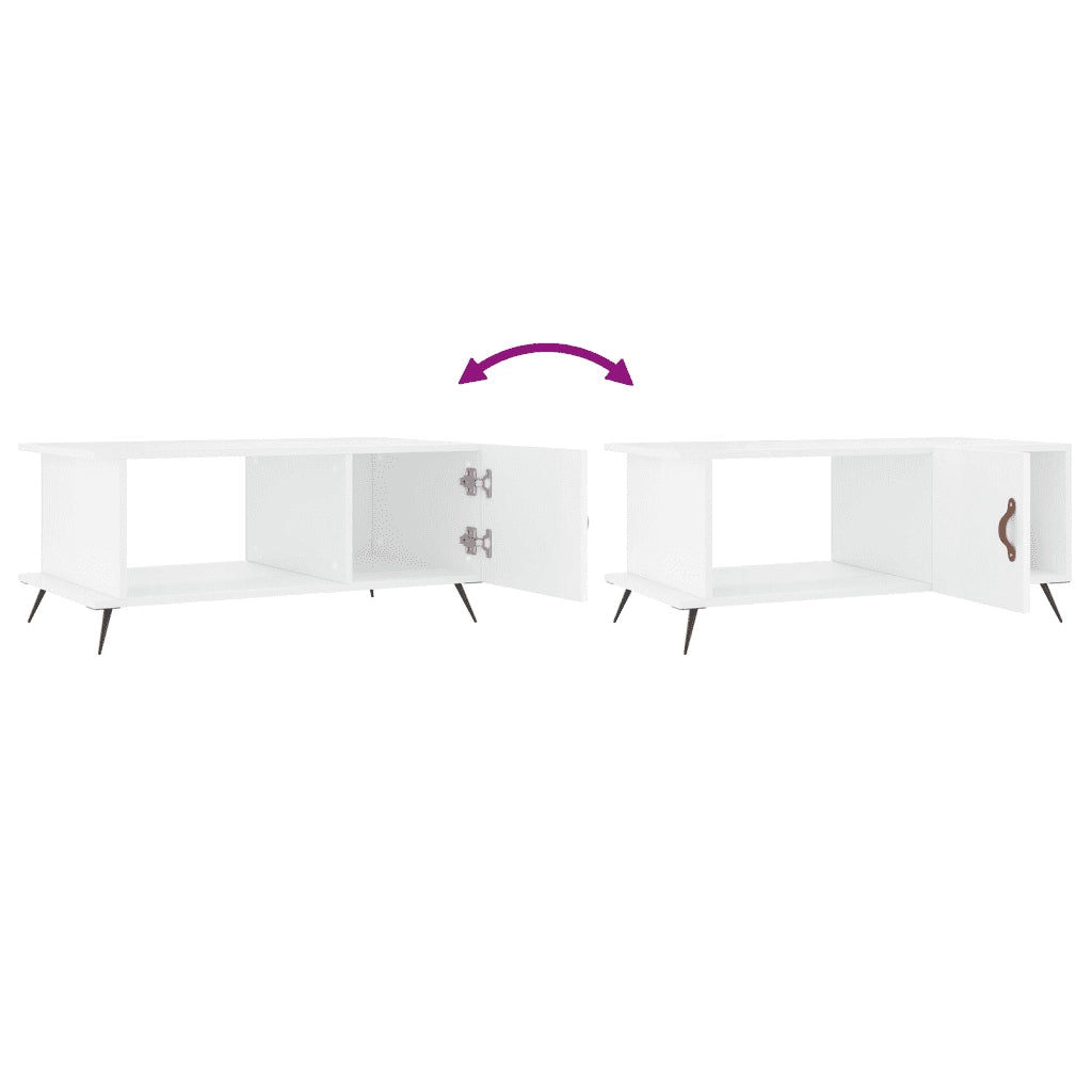 Tavolino da Salotto Bianco Lucido 90x50x40 cm Legno Multistrato 829462