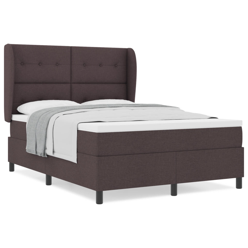 Letto Box Spring con Materasso - Marrone Scuro, 160x200 cm Tessuto