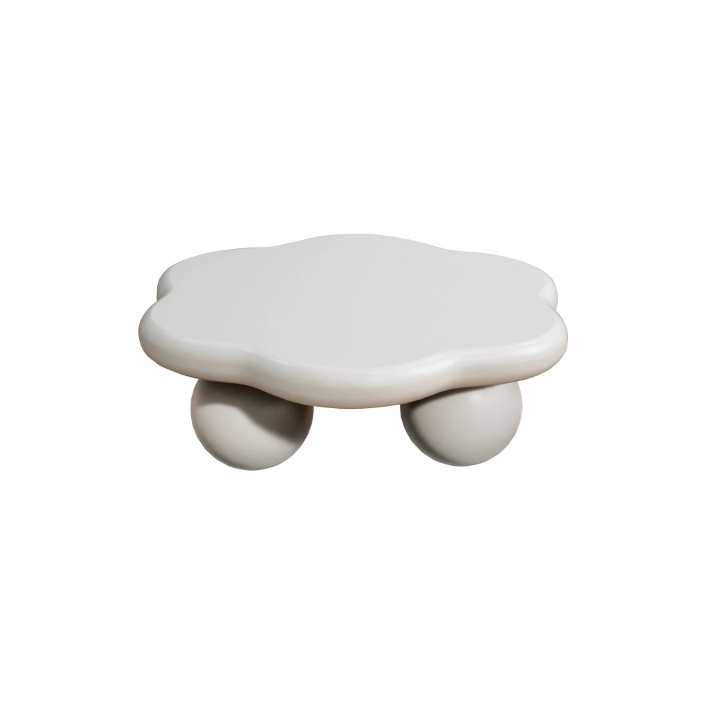 TAVOLINO DA CAFFÈ A FORMA DI NUVOLA Ø80 CM MDF CREAM WHITE