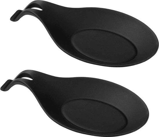 Sostegno per cucchiaio in silicone resistente al calore - accessori da cucina cucchiaio piano - ristorante a casa nero