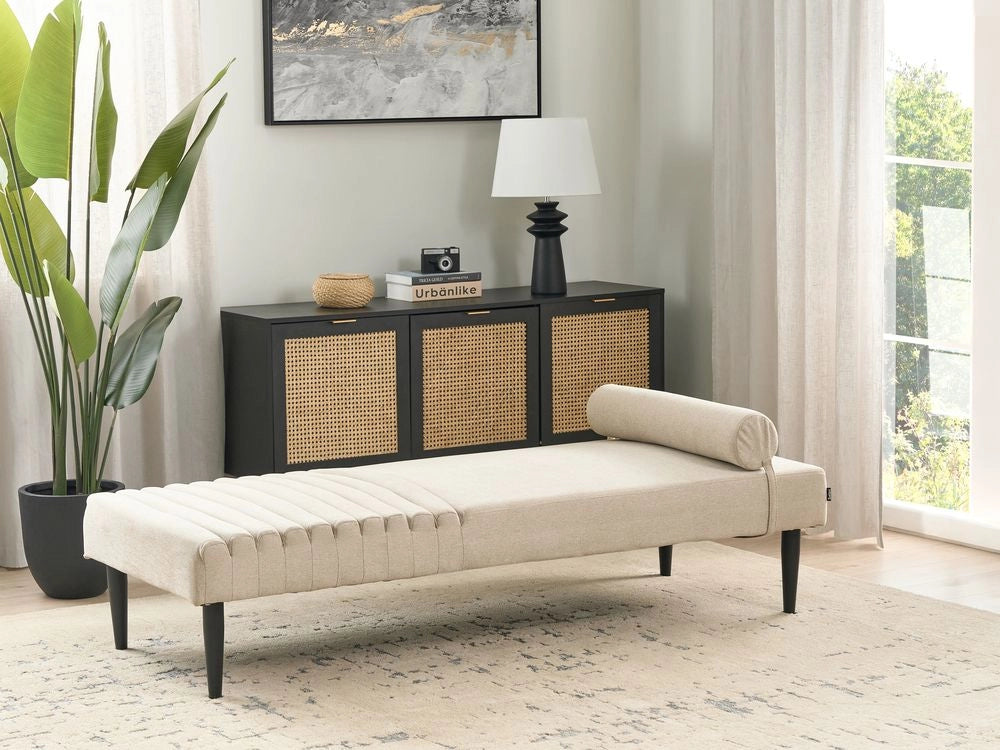 Chaise Lounge Beige Rivestimento in tessuto Gambe in metallo Moderno Minimalista