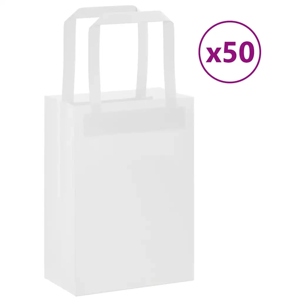 Sacchetti di Carta 50 pz con Manici Bianchi 15x8x21 cm