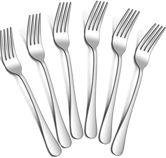 Set di forchette in acciaio inossidabile a 6 pezzi - resistente alla lavastoviglie - design elegante - adatto per uso domestico e ristorante - ideale per occasioni speciali - set di forchette