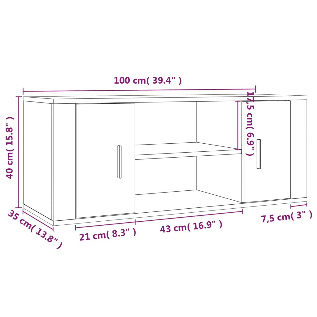 Mobile Porta TV Bianco 100x35x40 cm in Legno Multistrato 823091