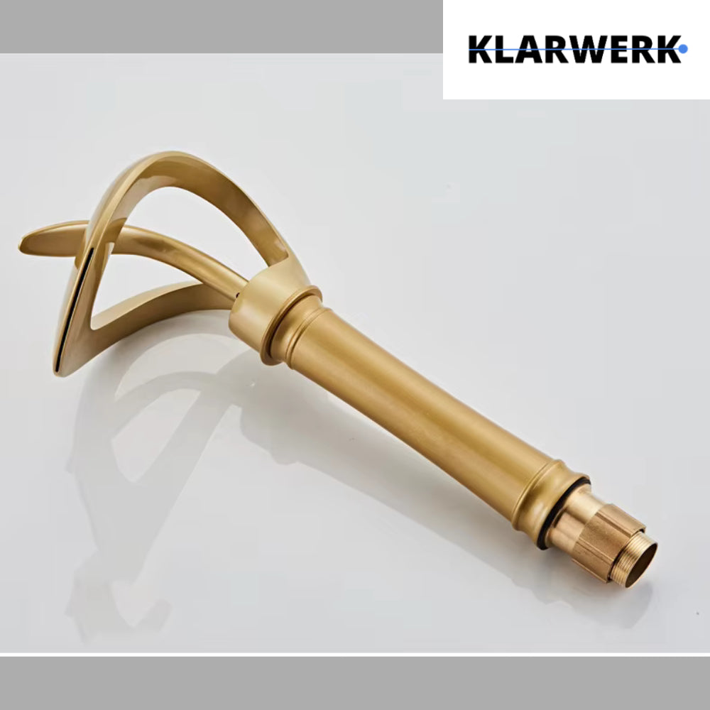 NAVIS | Rubinetto a cascata design bagno alto oro opaco | Elegante rubinetto in acciaio inossidabile premium per lavelli alti | Miscelatore 2 attacchi